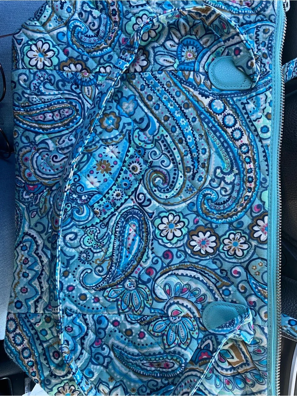 NWT! Vera Bradley CARSON NORTH SOUTH Tote Bag Daisy Dot Paisley Light Blue